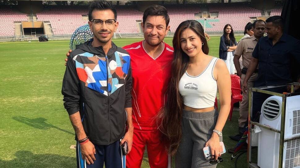 Dhanashree Verma Shares Pic With Hubby Yuzvendra Chahal And Aamir Khan, Captions It As ‘Threepeat’