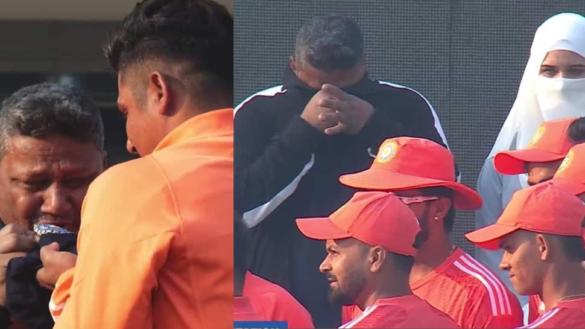 IND vs ENG 3rd Test: Debutant Sarfaraz Khan’s Father, Wife Become Emotional After He Receives India Cap From Anil Kumble; Watch