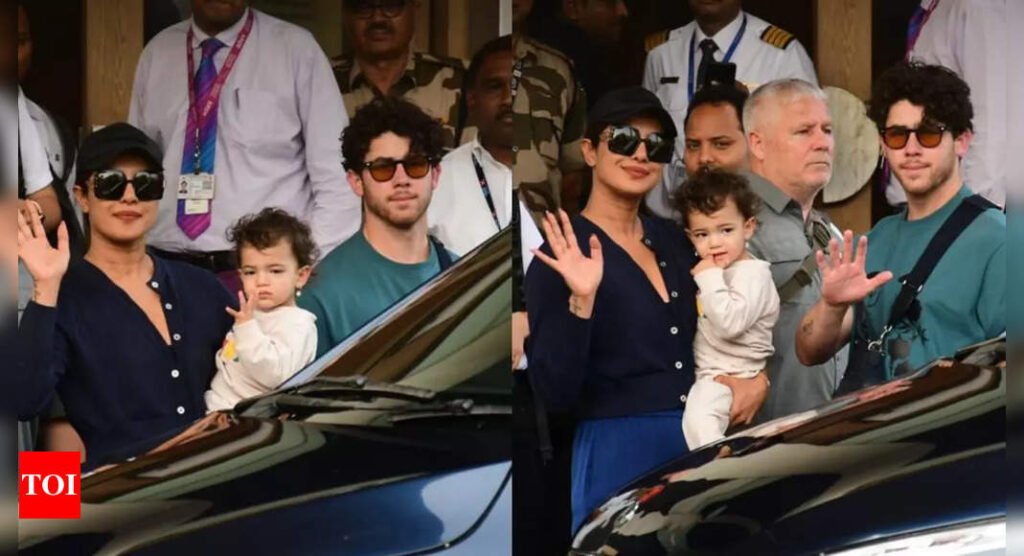 Malti Marie adorably waves at the paps as Priyanka Chopra, Nick Jonas return to Mumbai post Holi celebrations!