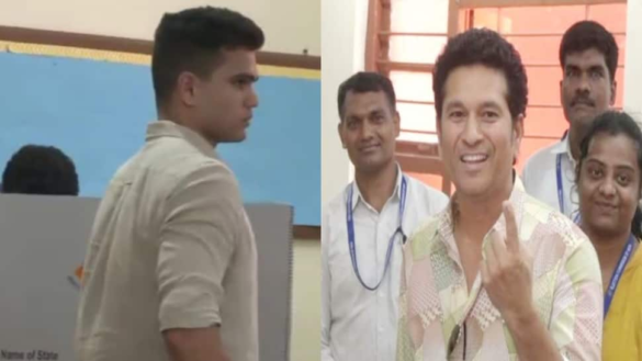 Sachin Tendulkar And Son Arjun Tendulkar Cast Vote In Lok Sabha Elections