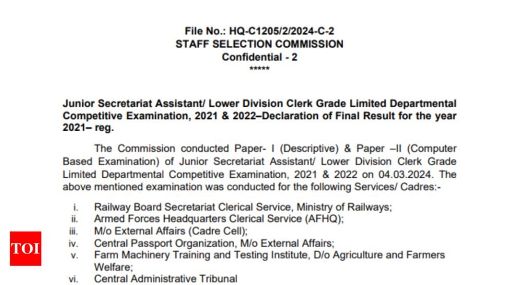 SSC JSA, LDC results declared for 2021 examination, check official notice here